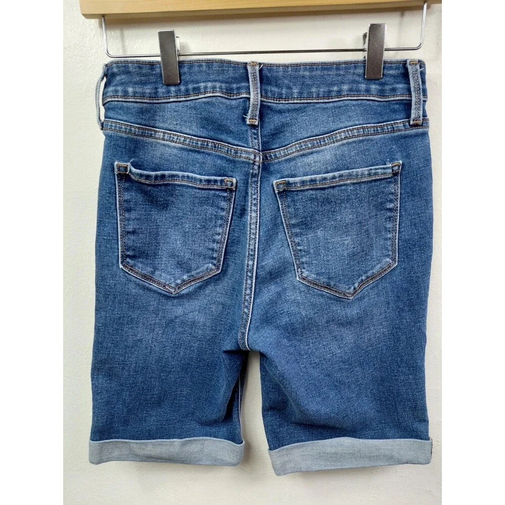 Old Navy Denim High Rise Cuffed Distressed Bermuda Shorts Women’s Size 2